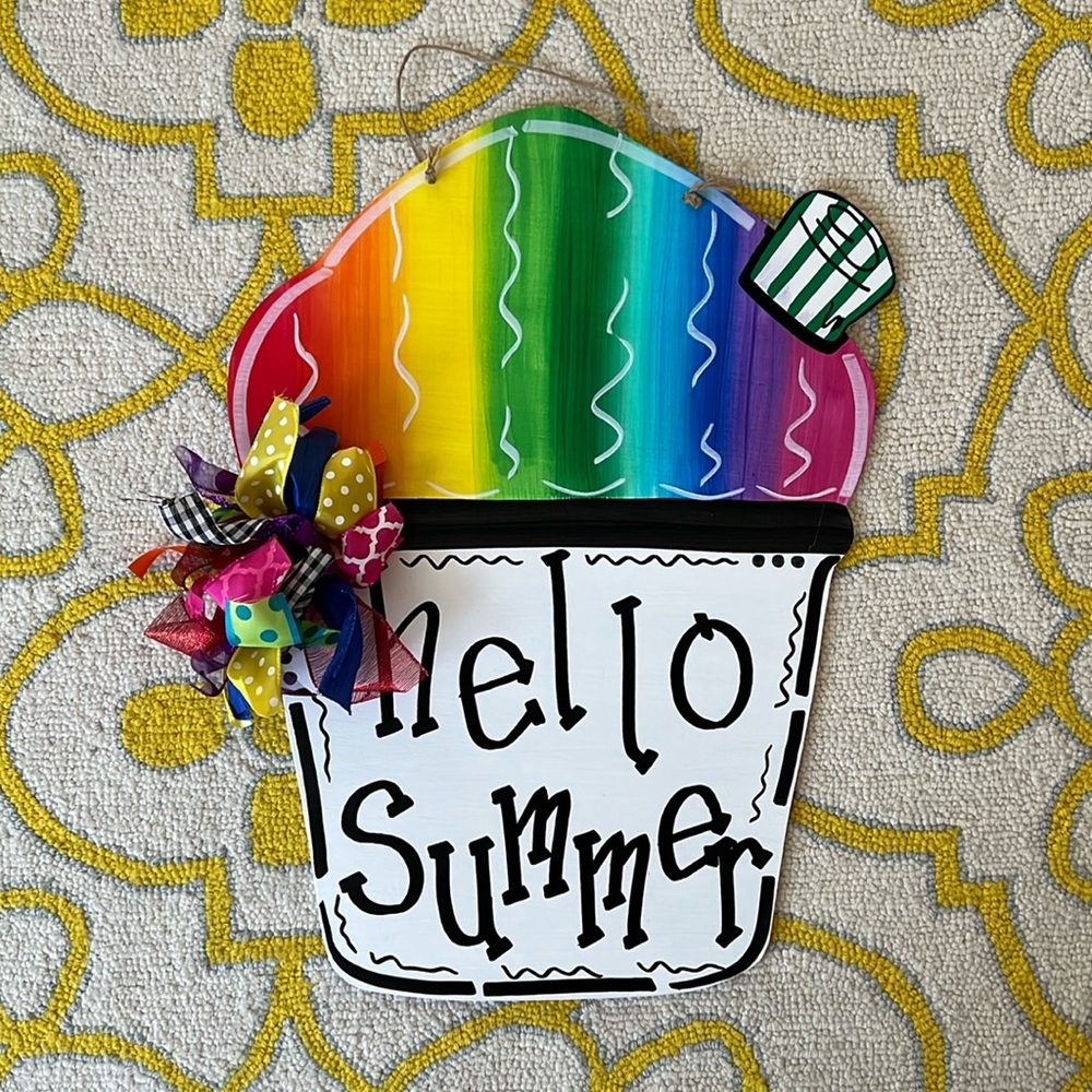 HELLO SUMMER Snow Cone Door Hanger